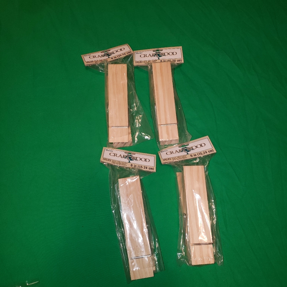 Bundle of 4 Darice Craftwood Jumbo Clothespins 6 inches New